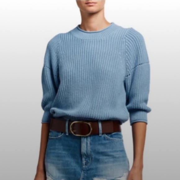 Frame Denim Sweaters - FRAME Puff-Sleeve Chunky Ribbed Knit Cotton/Cashmere Sweater NWOT/sz XS
